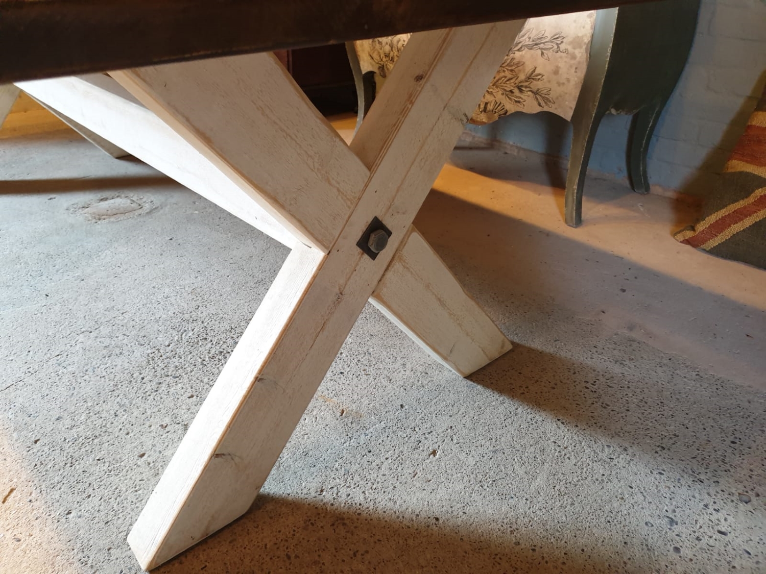 X-Frame with Reclaimed Wood Hand Made Dining Table